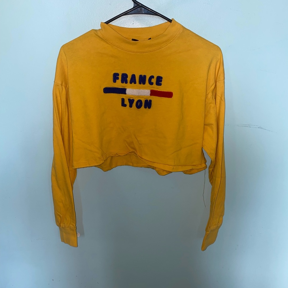 Yellow cropped long sleeve top